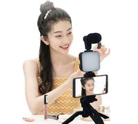 Zunishaone Vlogging Camera Kit - Complete Video Kit with Microphone, Smartphone Tripod and LED Light, Vlogging, Video Recording and Streaming in