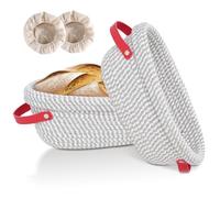 Zunmial Banneton Sourdough Bread Proofing Baskets, 2 Pack 10 inch Oval with Liner & Cover, Cotton Rope Proofing Baskets for Sour Dough Bread Baking, Artisan Bread Making, Gifts for Women, Bakers