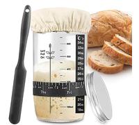 zunmial Sourdough Starter Jar, Sourdough Starter Kit with Date Marked Feeding Band, Thermometer, Cloth Cover & Metal Lid, Reusable Sourdough Bread Baking Supplies, Home Baking Supplies