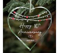 ZUNON 10 Year for Wife 10th Wedding Couple Marriage Husband Ornament Valentines Her Him Years as Mr and Mrs Ideas Hanging Decorations 3" Christmas Ornaments 2024(10th Anniversary