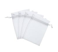 ZUNOXAZ 100 Pcs White Organza Drawstring Gift Bags for Jewelry Candy Party Favors Wedding Shower Lightweight Mesh Pouches for Presents and Cosmetics