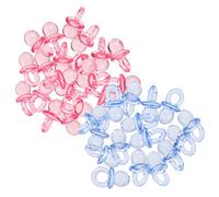 ZUNOXAZ 100pcs Acrylic Mini Baby Shower Pacifiers Favors for Boys and Girls, Pink and Blue Plastic Decorations, Baby Shower Party Centerpieces and Guest
