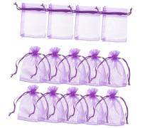 ZUNOXAZ 100Pcs Dark Purple Organza Drawstring Bags Gauze Pouches for Jewelry Candy Wrapping Party Wedding Favor Storage