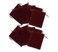 ZUNOXAZ 10pcs Flannel Drawstring Storage Bags Small Jewelry Pouches 10x12cm Wine Red Ring Pouch Favor Bags for Bridal Shower and Party Supplies