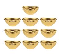 ZUNOXAZ 10pcs Miniature Golden Ingot Mini Yuanbao Decor Set Realistic Chinese Wealth Ingot Dollhouse Accessories Micro Scene Decoration Gold Color Model