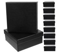 ZUNOXAZ 10pcs Thick Square Black Portable Boxes Packaging Cases for Party Candy Wrapping and Wedding Presents Reusable and Sturdy for Birthdays and Festivals