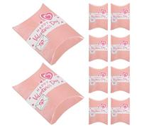 ZUNOXAZ 10pcs Valentine’s Day Pink Pillow Candy Boxes for Party Favors Wedding Souvenirs Craft Wrapping Supplies