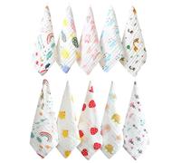 ZUNOXAZ 10pcs Washcloth Cotton Saliva Towels Muslin Face Cloths for Newborn Boy