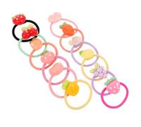 ZUNOXAZ 12 Pairs Elastic Hair Ties for Soft Fruit-themed Ponytail Holders with Strawberry Lemon Designs No Damage Stretchy Bands Cute Hair Accessories