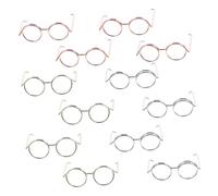 ZUNOXAZ 12Pcs Mini Doll Glasses Set Lensless Sunglasses Rose Gold Silver Gold for Doll Dress Up for Crafting and Collecting Accessories