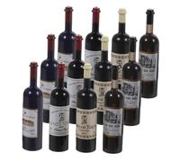 ZUNOXAZ 12pcs Miniature Red Wine Bottles Set for Doll House, Plastic Mini Wine Bottles in Red, Apricot, Blue, and Black, Dollhouse Accessories for Decoration and Pretend Play
