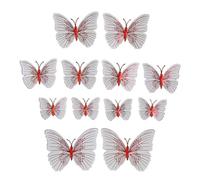 ZUNOXAZ 12pcs Red Butterfly Pvc Fridge Sticker Magnets with Magnetic Back and Easy-to-clean Surface, Creative and Delicate Design for Refrigerator Or Whiteboard Decoration