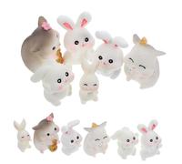 ZUNOXAZ 12pcs Resin Craft Miniature Rabbit Figurines Micro Landscape Bunny Models for Garden Desk Car Decor Cartoon Animal for Home Easter Decoration