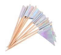 ZUNOXAZ 12pcs Triangle Toothpick Flags for Party Cake Decorations Colorful Silver Cupcake Toppers for Weddings Birthdays Cheese Fruit Platters Versatile Cocktail Picks