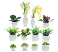ZUNOXAZ 13 Pcs Miniature Dollhouse Plants Tiny Fake Potted Bonsai Models Realistic Mini Flower Ornaments for Doll House Fairy Garden Decorative Landscape Accessories Random Color