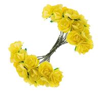 ZUNOXAZ 144Pcs Artificial Paper Plum Blossom Flowers Yellow Faux Floral Decoration for Wedding Bouquet Photo Charms Table Ornament Home Office Decor