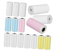 ZUNOXAZ 16 Rolls Mini Printer Sticker Paper Thermal Printing Labels for Various Printers Portable Compact Clear Printing Resistant to Fading and Smudging White and Colored Adhesive