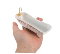 ZUNOXAZ 1Set Scale Dollhouse Bathroom Furniture Set Ceramic Bathtub Toilet and Basin Mirror Accessories for Creative Pretend Play Dollhouse Decoration