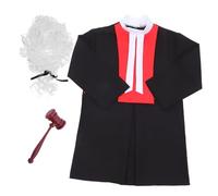 ZUNOXAZ 1set Unisex Boys and Girls Judge Cosplay Outfit Gavel and Wig for Themed Parties and School Plays for Role-playing and Creative Learning Height