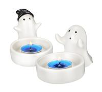 ZUNOXAZ 2 Pcs Cute Ghost Tea Light Candle Holders Ceramic Halloween Candlestick for Home Party Decor Playful Desktop Ornament for Spooky Seasonal Ambiance and Festive Centerpieces