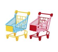 ZUNOXAZ 2 Pcs PVC Simulation Mini Shopping Trolley for Educational Play and Dolls Storage Rack Random Color for Indoor Fun and Interaction Random Color
