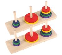 ZUNOXAZ 2 Pcs Wooden Tower of Hanoi Puzzle Board Game Colorful Brain Teaser for Adults and Over Smooth Surface Educational for Intellectual Development and at Home