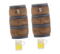 ZUNOXAZ 2 Sets Miniature Wine Cellar Decoration Mini Beer Barrel Ornament Dollhouse Mug Model Mini Bar Decorations Miniature Beer Keg Light Brown Plastic