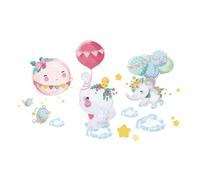 ZUNOXAZ 2 Sheets Cartoon Elephant Balloon Wall Stickers Backdrop Wallpaper Nursery Decorative Decals for Boys and Bedroom Window Door Murals Easy to Remove and Damage