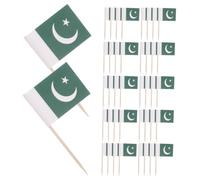 ZUNOXAZ 200pcs Salad Skewer Miniature Pakistan Flag Cocktail Sticks for Party Hand Held Flag Country Picks Party Decoration Different Countries Fruit Stick Green