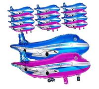 ZUNOXAZ 20pcs Easy Inflate Plane Balloons Foil Airplane Balloons Birthday Party Decorations