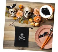 ZUNOXAZ 20pcs Pirate Skull Drawstring Pouches Halloween Candy Bags Gift Storage Bags for Party Treats Heavy Duty Pouch