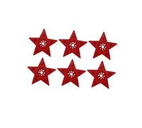 ZUNOXAZ 20pcs Red Wooden Hollow Star Shape DIY Pendant Craft Cutouts with Hemp Rope for Hanging Decorations Wall Porch Tree Festival Embellishments
