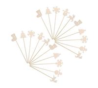 ZUNOXAZ 20pcs Unfinished Wooden Fairy Wands DIY Craft for Christmas Shapes Including Tree Stocking Snowflake Snowman Reindeer for Painting and Cosplay Creativity
