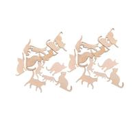 ZUNOXAZ 24 Pcs Wooden Cat Cutouts Unfinished Animal Slice DIY Craft Painting for Creative Pet Themed Birthday Halloween Christmas Party Decorations