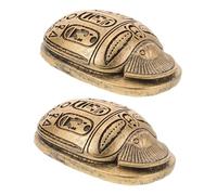 ZUNOXAZ 2pcs Ancient Egyptian Beetle Figurines Resin Scarab Amulets with Hieroglyphic Detailing Symbolic Protection and Rebirth Ornaments for Home Office Decor