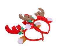 ZUNOXAZ 2pcs Antler Headband Hairband Decorative Fluffy Party Christmas Antlers Headband Fawn Velvet Lily Faux Horn Animal Dear Xmas Sing Boy Anti- Artificial Adult Girl Plastic