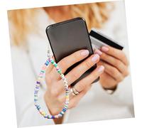 ZUNOXAZ 2Pcs Beaded Phone Charm Lanyards with Love Letter Polymer Clay Lightweight Bohemian Style Cellphone Strap for Phone Bag Keychain Decoration