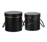 ZUNOXAZ 2pcs Black Round Flower Boxes with Lids Handheld Floral Packaging for Wedding Valentine S Day Bridal Shower Favors DIY Arrangement
