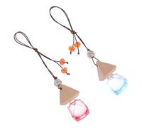 ZUNOXAZ 2pcs Car Hanging Perfume Diffuser Bottles Set, Empty Glass Aroma Pendant for Car Interior Decor, Refillable Air Freshener Bottles in Sky Blue and Red for Automotive Aromatherapy