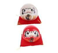 ZUNOXAZ 2pcs Ceramic Daruma Figurines Mini Coin Banks Japanese Porcelain Sculptures for Wealth and Year Decoration Zen Desktop Ornaments for Sushi Shops Offices Bedrooms