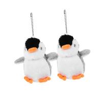ZUNOXAZ 2pcs Cute Plush Penguin Keychain Adorable Stuffed Animal Pendant Bag Decoration Gift for Adults Soft Fluffy Hanging Charm in Light Grey
