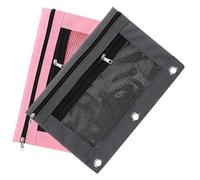 ZUNOXAZ 2pcs Detachable Oxford Cloth Binder Pencil Pouch Transparent File Organizer for School Office Travel Document Storage Gray Pink