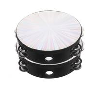 ZUNOXAZ 2pcs Double Row Handheld Tambourine Drum Easy to Play Percussion Instrument for Team Performances Musical Activities Dance Shows Sound for All Ages