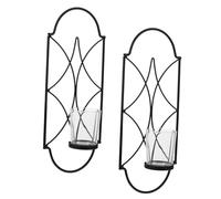 ZUNOXAZ 2pcs European Style Wall Mounted Candle Holders Black Iron Art Candlesticks Elegant Home Decorative Sconces for Living Bedroom Office