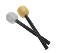 ZUNOXAZ 2pcs Fake Microphone Props Vintage Glitter Simulate Toy Microphones for Disco Party Decorations Boys and Girls Pretend Stage Performance