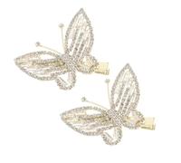 ZUNOXAZ 2pcs Glitter Rhinestone Butterfly Hair Clips for Women and Small Decorative Flat Hair Accessories Elegant Vintage Style for Everyday Glamour and Formal Occasions