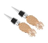 ZUNOXAZ 2Pcs Golden Pineapple Wine Bottle Stoppers Zinc Alloy Reusable Sealer for Home Bar Parties Smooth Edges Prevent Damage Easy to Use and Clean
