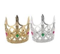 ZUNOXAZ 2Pcs Halloween Plastic Crown King Queen Headwear Party Supplies Medieval Costume Accessory for Adults Prom Theater Dress Up