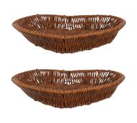 ZUNOXAZ 2pcs Handwoven Heart Shaped Wicker Basket Rustic Imitation Rattan Storage Baskets for Bread Snacks Fruit Stackable Design for Kitchen Dining Table Organization