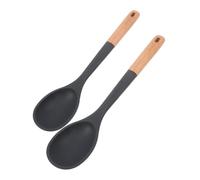 ZUNOXAZ 2pcs Large Heat Resistant Silicone Cooking Spoons with Ergonomic Wooden Handles Nonstick Kitchen Utensils for Stirring Serving Mixing and Basting